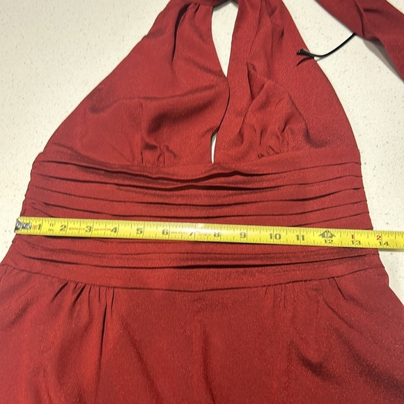 BEBE Cropped Plunge VNeck Halter Top Pleated Waist Jumpsuit Women size S - Picture 14 of 17